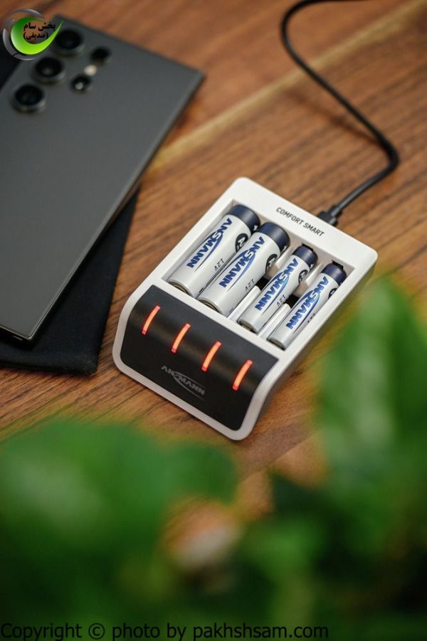شارژر باتری آنسمن مدل کامفورد اسمال Comfort Smart و 4 عدد باتری 2700 میلی آمپر